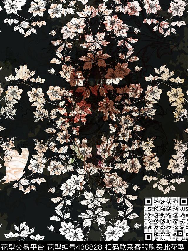 白碎花女装裙子清雅调数码印花华亿平台下载（图片编号: 438828） - 瓦栏（Walan）