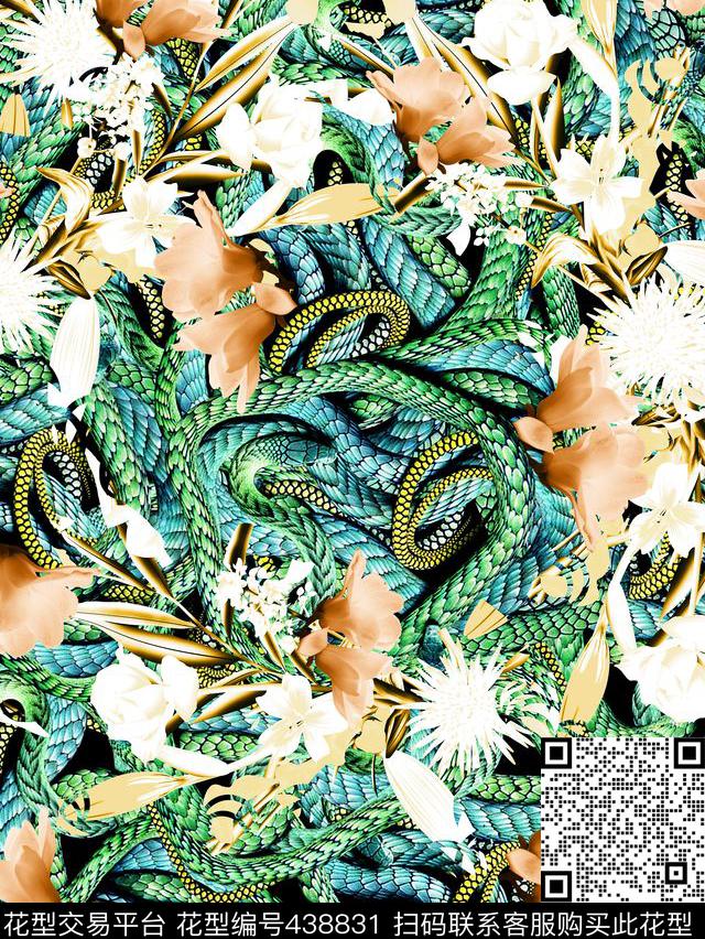 花抽象欧美数码印花华亿平台下载（图片编号: 438831） - 瓦栏（Walan）