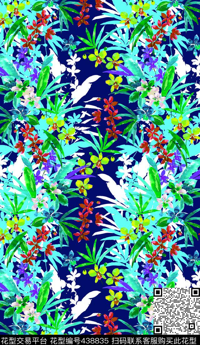 花卉小清新优美数码印花华亿平台下载（图片编号: 438835） - 瓦栏（Walan）