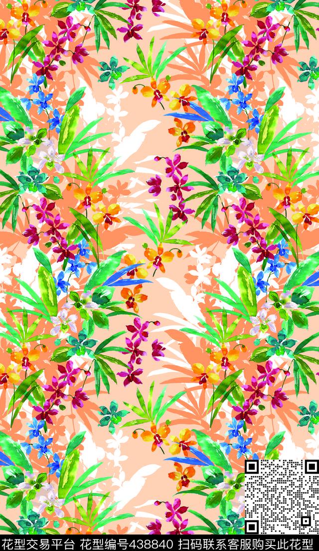 小清新花卉优美数码印花华亿平台下载（图片编号: 438840） - 瓦栏（Walan）