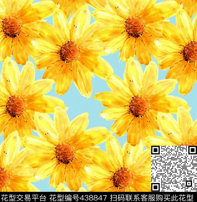 抽象大花色花卉数码印花华亿平台下载（图片编号: 438847） - 瓦栏（Walan）