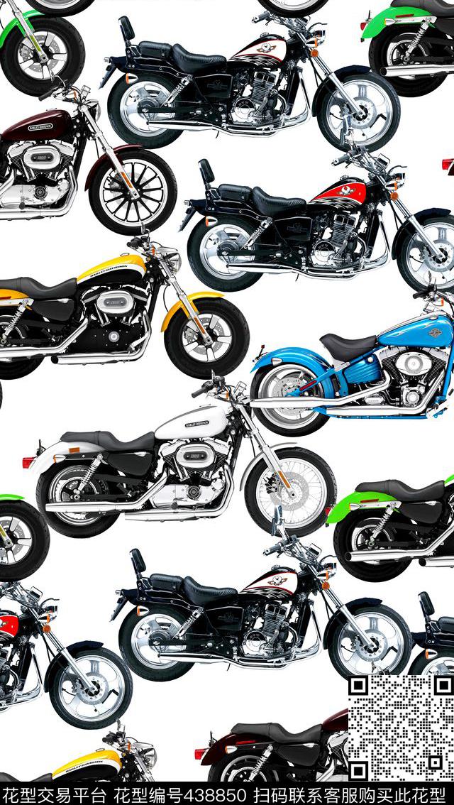 哈雷摩托摩托车时尚数码印花华亿平台下载（图片编号: 438850） - 瓦栏（Walan）