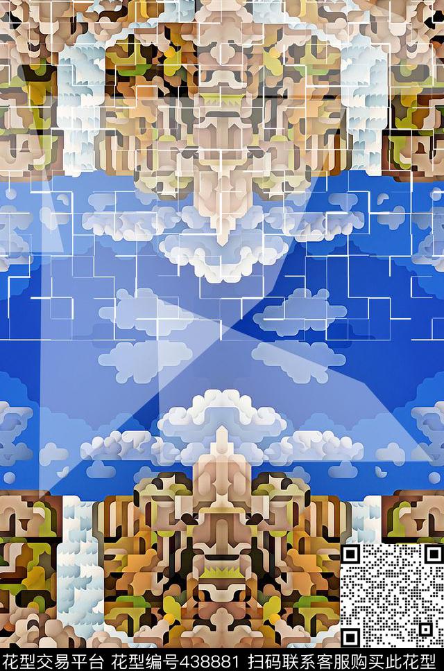 抽象几何人物插画数码印花华亿平台下载（图片编号: 438881） - 瓦栏（Walan）