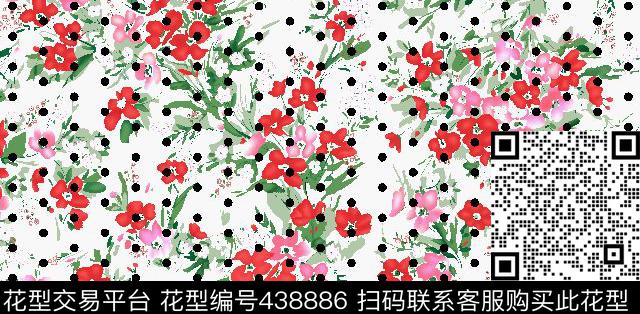 长裙花小碎花圆点传统印花华亿平台下载（图片编号: 438886） - 瓦栏（Walan）