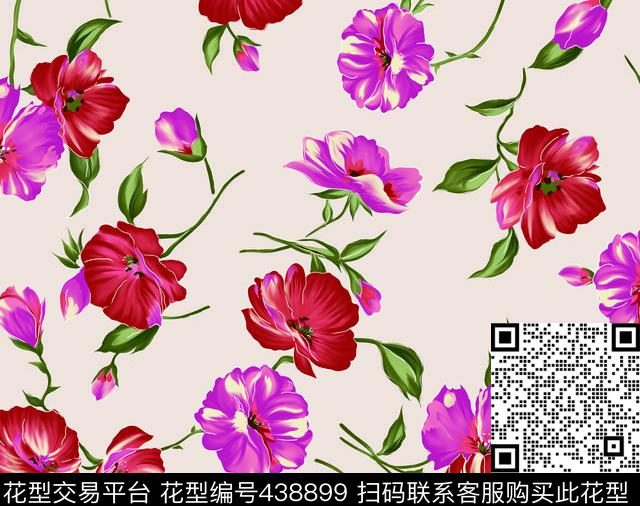 花卉手绘手绘红花传统印花华亿平台下载（图片编号: 438899） - 瓦栏（Walan）