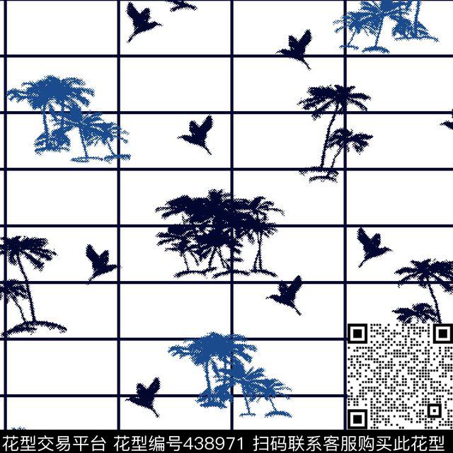 时尚沙滩风椰树鸟传统印花华亿平台下载（图片编号: 438971） - 瓦栏（Walan）