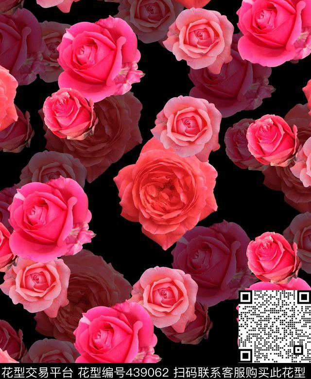 玫瑰面料花绘数码印花华亿平台下载（图片编号: 439062） - 瓦栏（Walan）