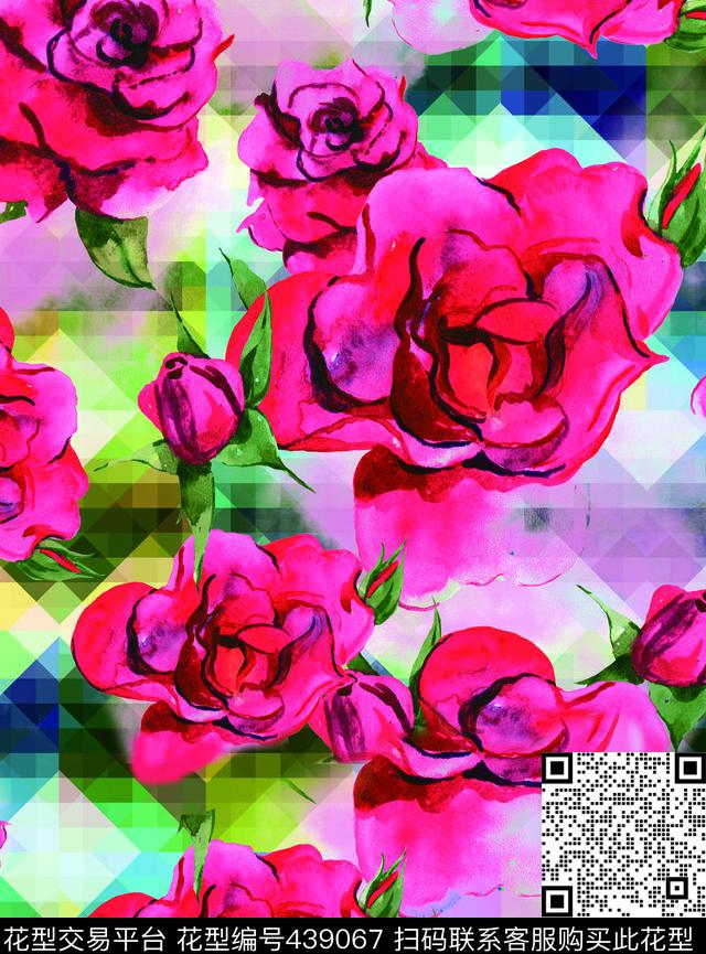 花卉几何面料数码印花华亿平台下载（图片编号: 439067） - 瓦栏（Walan）