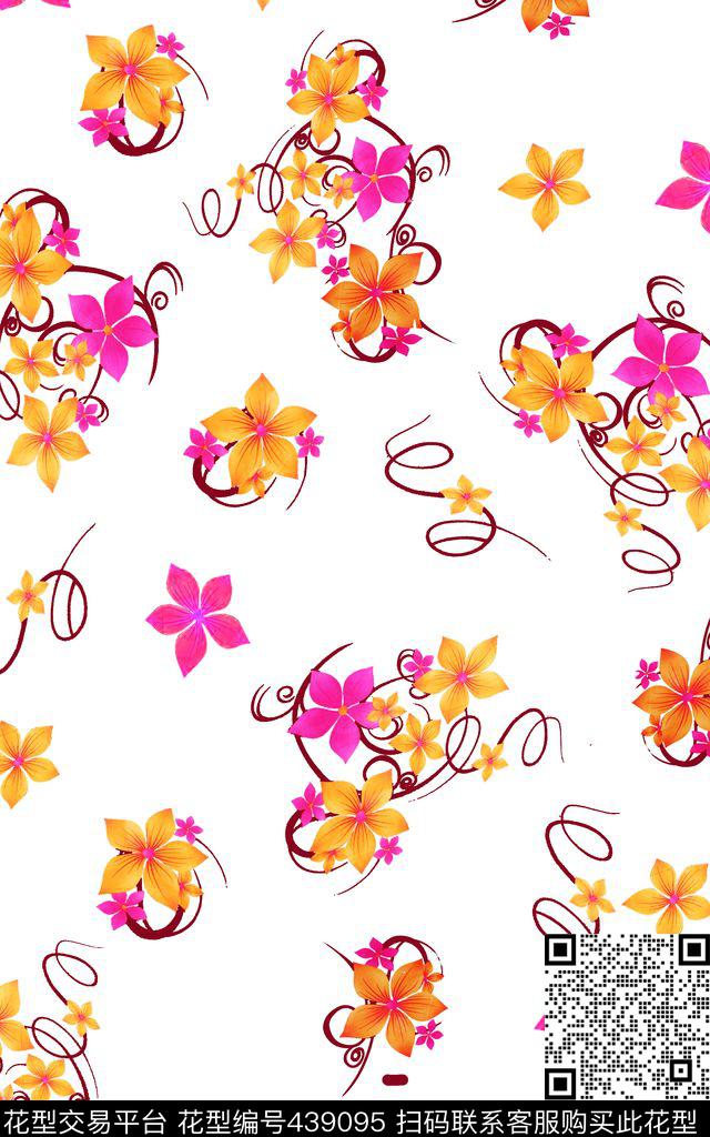 枫叶花小清新传统印花华亿平台下载（图片编号: 439095） - 瓦栏（Walan）