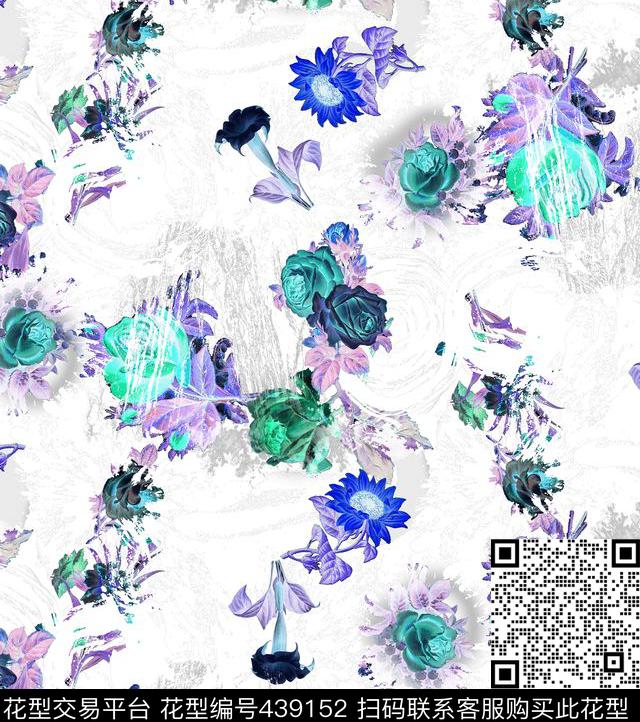 个性花卉流行时尚数码印花华亿平台下载（图片编号: 439152） - 瓦栏（Walan）