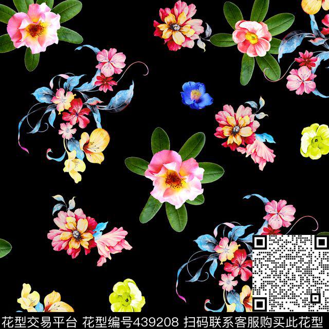 中国风写意花数码印花华亿平台下载（图片编号: 439208） - 瓦栏（Walan）