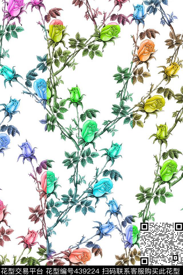 L.D~花卉韩式玫瑰数码印花华亿平台下载（图片编号: 439224） - 瓦栏（Walan）