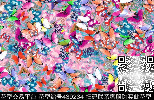 彩蝶大方流行传统印花华亿平台下载（图片编号: 439234） - 瓦栏（Walan）