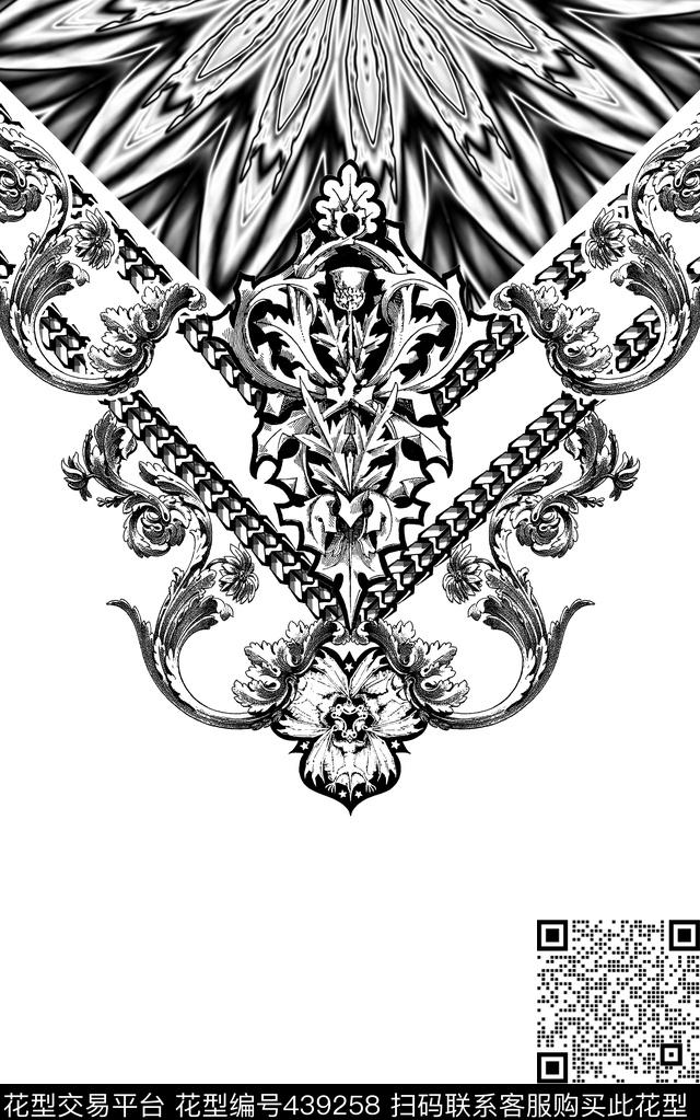 男装黑白华亿平台文艺复兴传统印花华亿平台下载（图片编号: 439258） - 瓦栏（Walan）