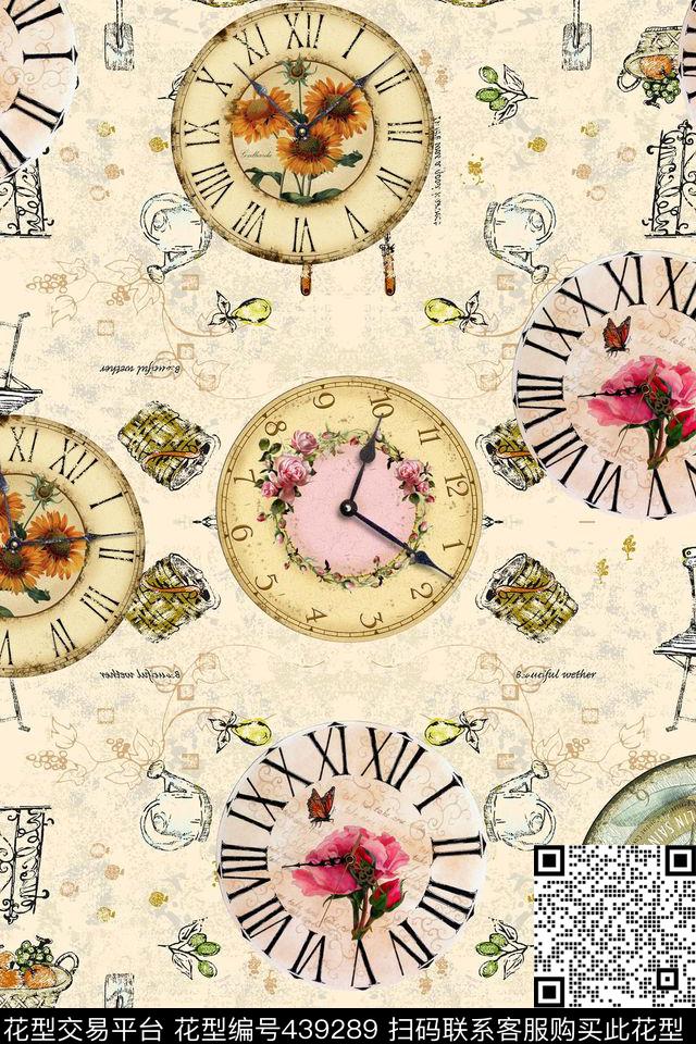 复古复古报纸背景时钟数码印花华亿平台下载（图片编号: 439289） - 瓦栏（Walan）