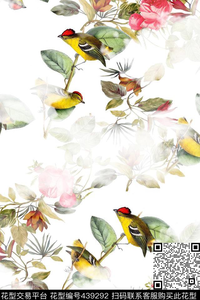 朦胧迷雾花鸟山水数码印花华亿平台下载（图片编号: 439292） - 瓦栏（Walan）