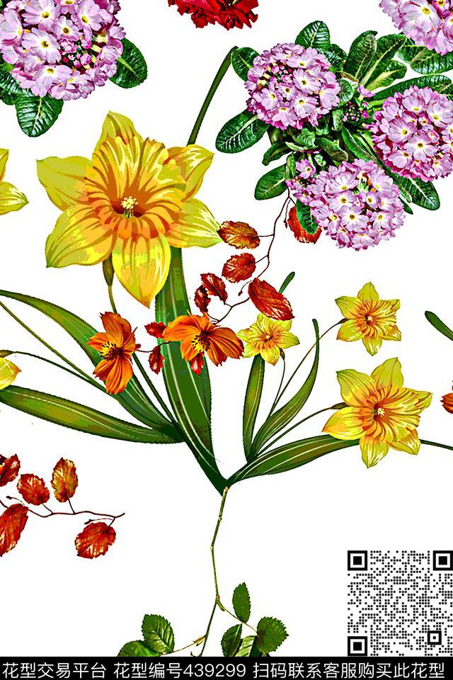 小花俏皮田园数码印花华亿平台下载（图片编号: 439299） - 瓦栏（Walan）