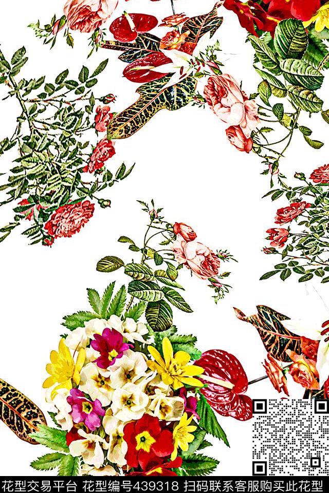 花卉田园清新数码印花华亿平台下载（图片编号: 439318） - 瓦栏（Walan）