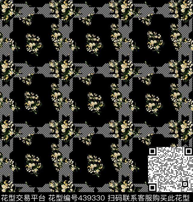千鸟格水仙清晰风大牌走秀数码印花华亿平台下载（图片编号: 439330） - 瓦栏（Walan）