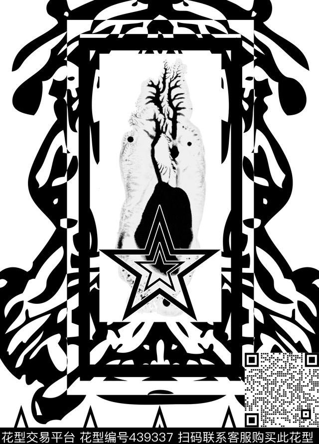 黑白几何抽象数码印花华亿平台下载（图片编号: 439337） - 瓦栏（Walan）