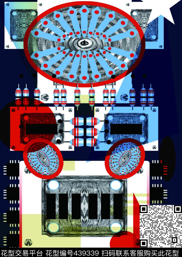 几何卡通独幅数码印花华亿平台下载（图片编号: 439339） - 瓦栏（Walan）