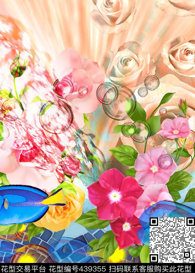 花卉立体3D时尚定位数码印花华亿平台下载（图片编号: 439355） - 瓦栏（Walan）