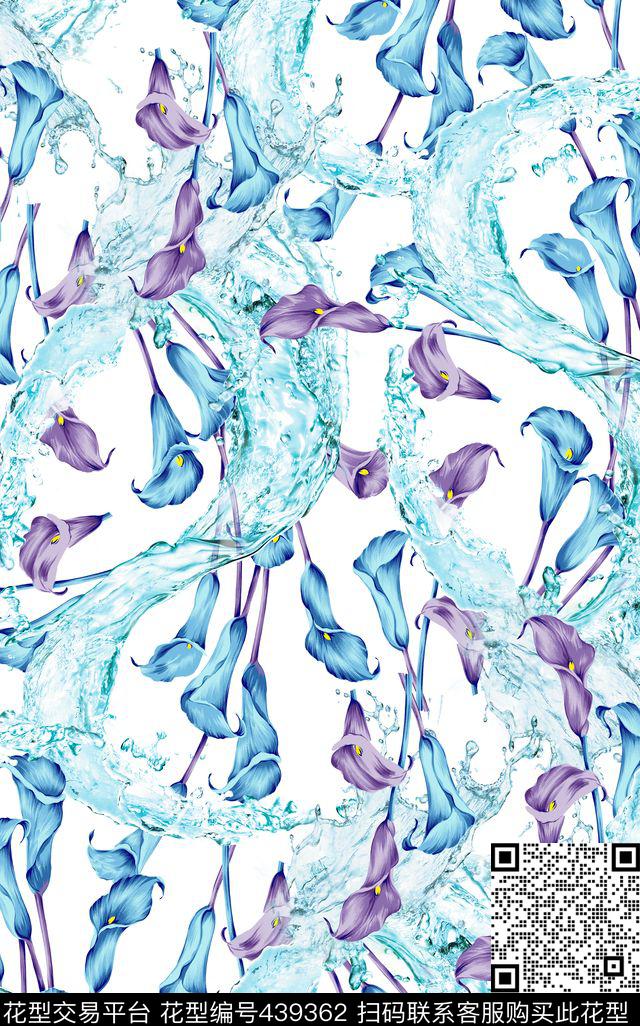 冰美人花卉马蹄莲数码印花华亿平台下载（图片编号: 439362） - 瓦栏（Walan）