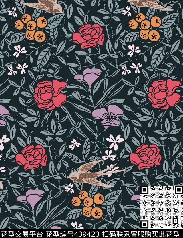 休闲春天花卉数码印花华亿平台下载（图片编号: 439423） - 瓦栏（Walan）