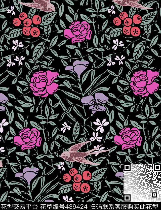 休闲春天花卉数码印花华亿平台下载（图片编号: 439424） - 瓦栏（Walan）