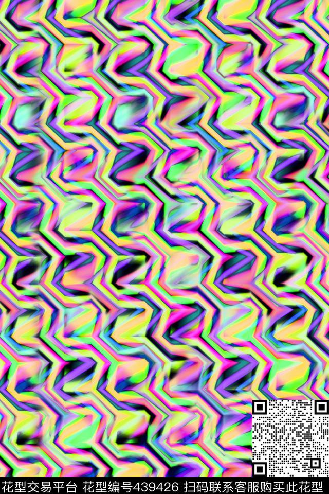 几何炫彩女装数码印花华亿平台下载（图片编号: 439426） - 瓦栏（Walan）