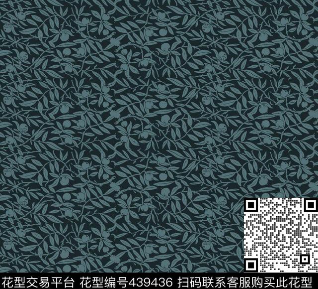 动感树叶树枝传统印花华亿平台下载（图片编号: 439436） - 瓦栏（Walan）