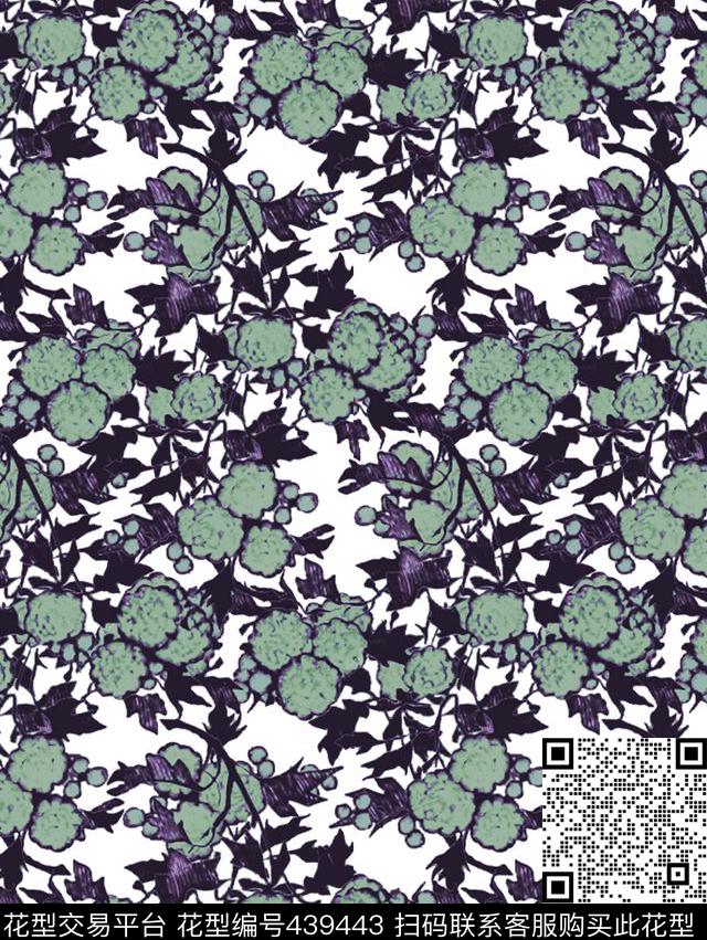 休闲花卉植物数码印花华亿平台下载（图片编号: 439443） - 瓦栏（Walan）