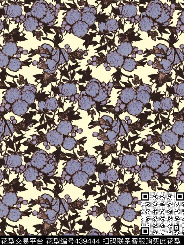 休闲花卉植物数码印花华亿平台下载（图片编号: 439444） - 瓦栏（Walan）