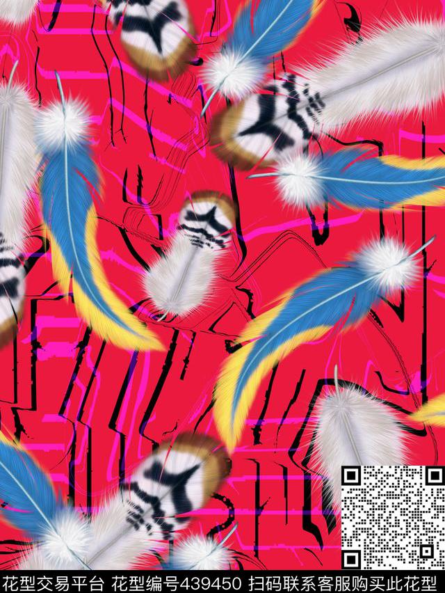 浪漫时尚浪漫线条羽毛传统印花华亿平台下载（图片编号: 439450） - 瓦栏（Walan）