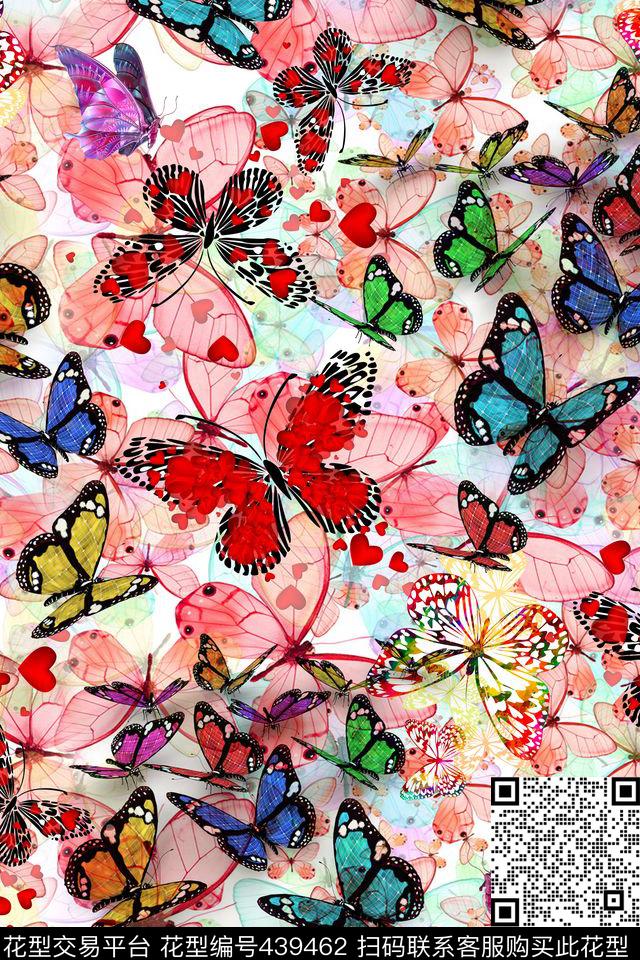 爱心蝴蝶田园风数码印花华亿平台下载（图片编号: 439462） - 瓦栏（Walan）