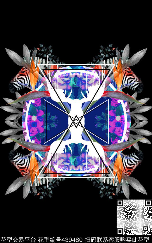 斑马头定位花卉数码印花华亿平台下载（图片编号: 439480） - 瓦栏（Walan）