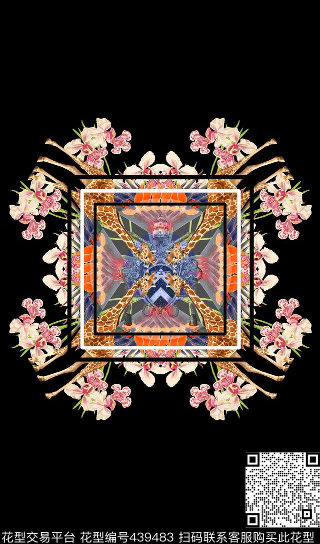 长颈鹿定位兰花数码印花华亿平台下载（图片编号: 439483） - 瓦栏（Walan）