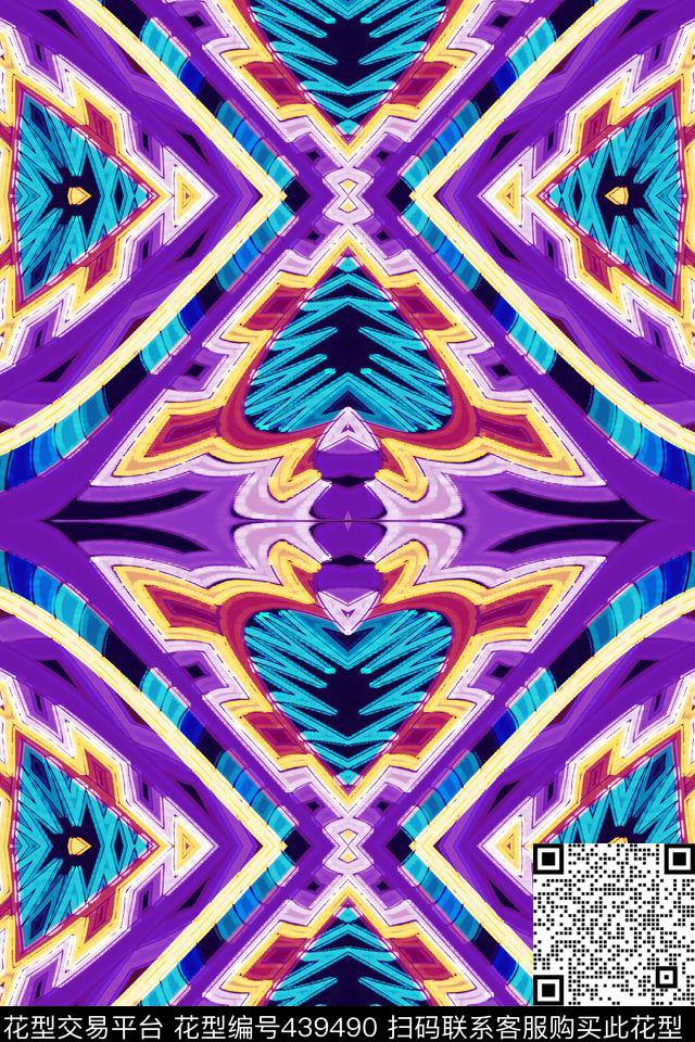 抽象数码立体民族几何华亿平台数码印花华亿平台下载（图片编号: 439490） - 瓦栏（Walan）