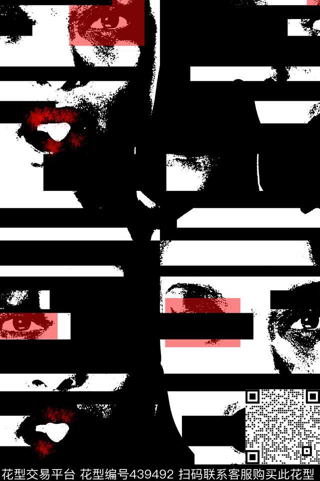 解构抽象人脸传统印花华亿平台下载（图片编号: 439492） - 瓦栏（Walan）