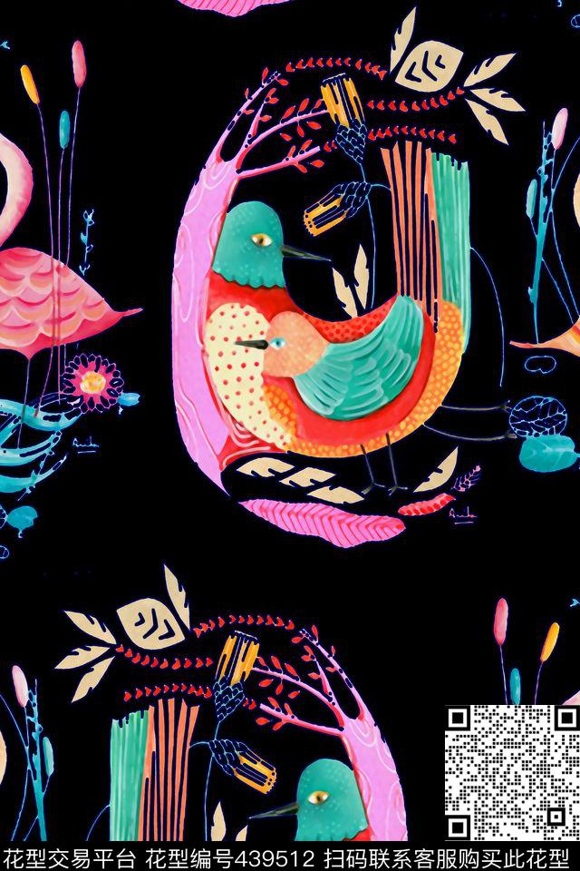 手绘涂鸦线条画数码印花华亿平台下载（图片编号: 439512） - 瓦栏（Walan）