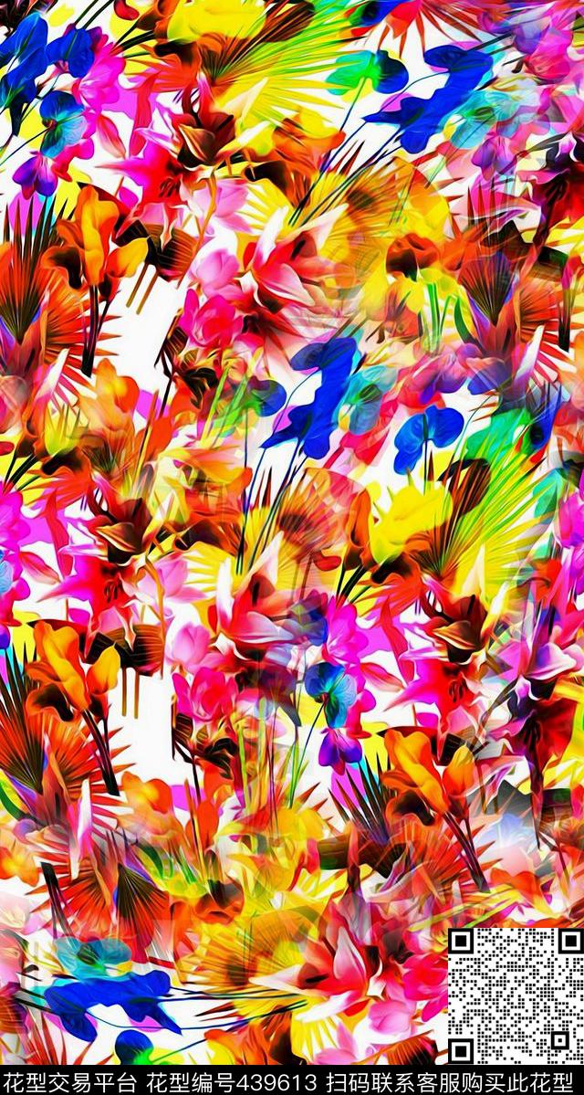 数码华亿平台花卉抽象风格艺术靓丽抽象华亿平台数码印花华亿平台下载（图片编号: 439613） - 瓦栏（Walan）
