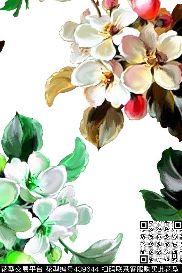高清手绘水彩油画花卉数码印花华亿平台下载（图片编号: 439644） - 瓦栏（Walan）