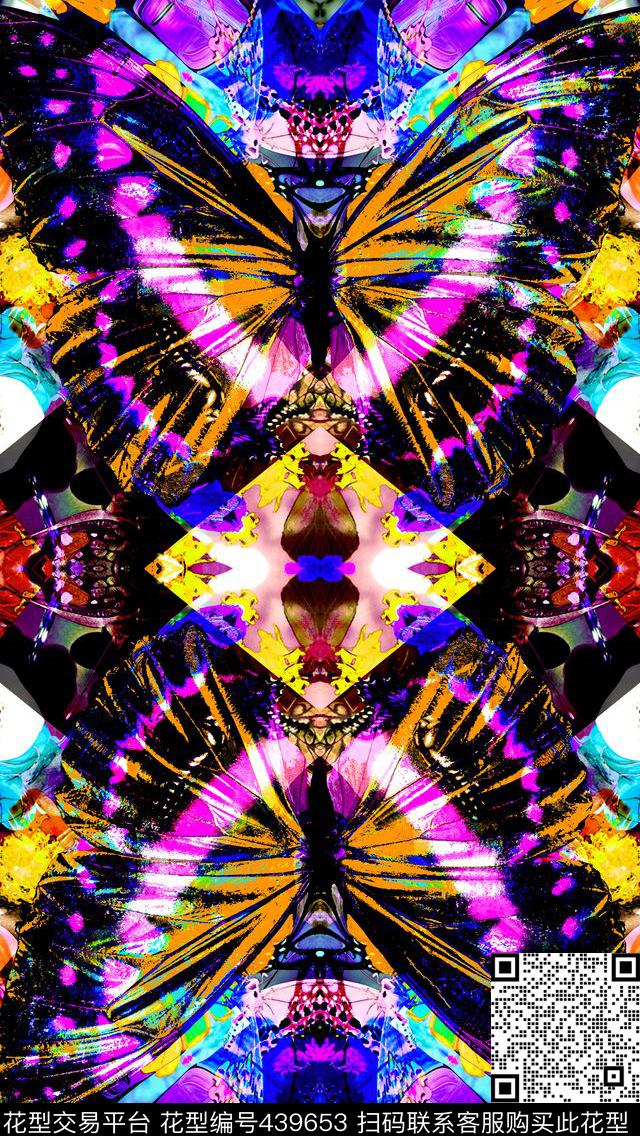 展翅蝴蝶花卉数码印花华亿平台下载（图片编号: 439653） - 瓦栏（Walan）