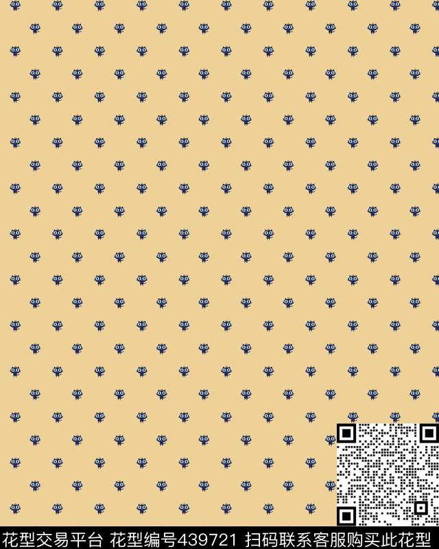 几何图形圆点小猫几何体传统印花华亿平台下载（图片编号: 439721） - 瓦栏（Walan）