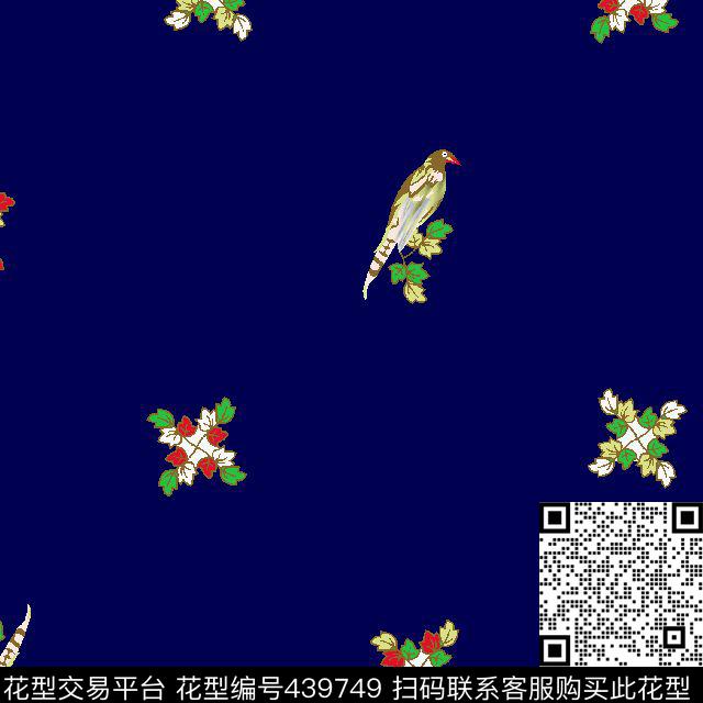 花鸟组合男装衬衫小碎花传统印花华亿平台下载（图片编号: 439749） - 瓦栏（Walan）