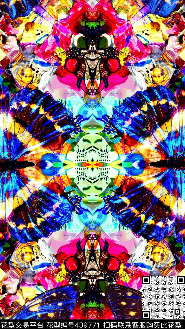 蝴蝶花丛花卉数码印花华亿平台下载（图片编号: 439771） - 瓦栏（Walan）
