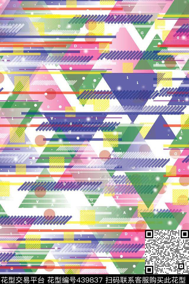 抽象几何清新数码印花华亿平台下载（图片编号: 439837） - 瓦栏（Walan）