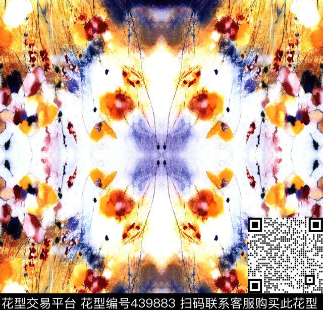 对翻手绘彩绘抽象数码印花华亿平台下载（图片编号: 439883） - 瓦栏（Walan）