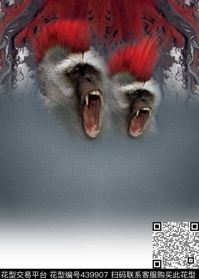 定位动物猴子头数码印花华亿平台下载（图片编号: 439907） - 瓦栏（Walan）