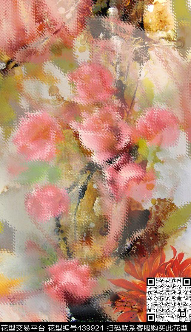 抽象玫瑰油画数码印花华亿平台下载（图片编号: 439924） - 瓦栏（Walan）